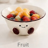 Cute Smiley Ceramic Bowl with Cherry Cheeks