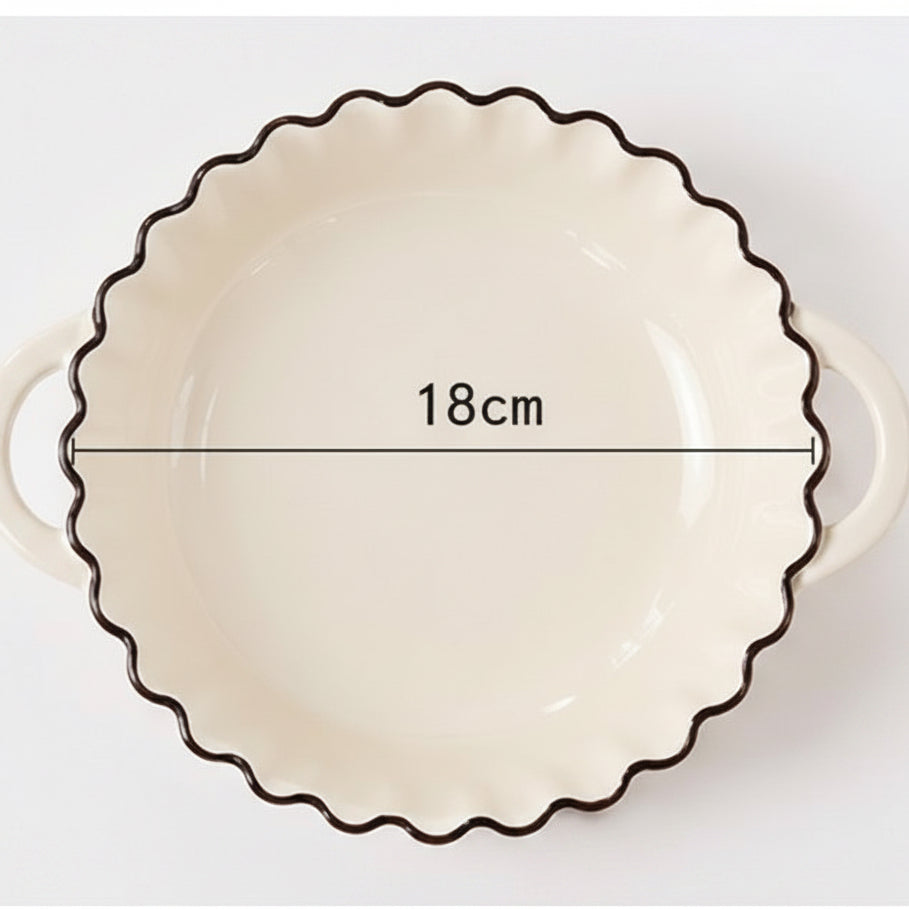 Cute Smiley Ceramic Handled Serving Bowl