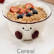Cute Smiley Ceramic Bowl with Cherry Cheeks