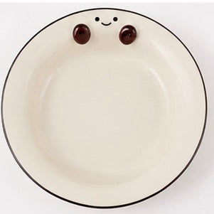 Cute Smiley Ceramic Handled Serving Bowl