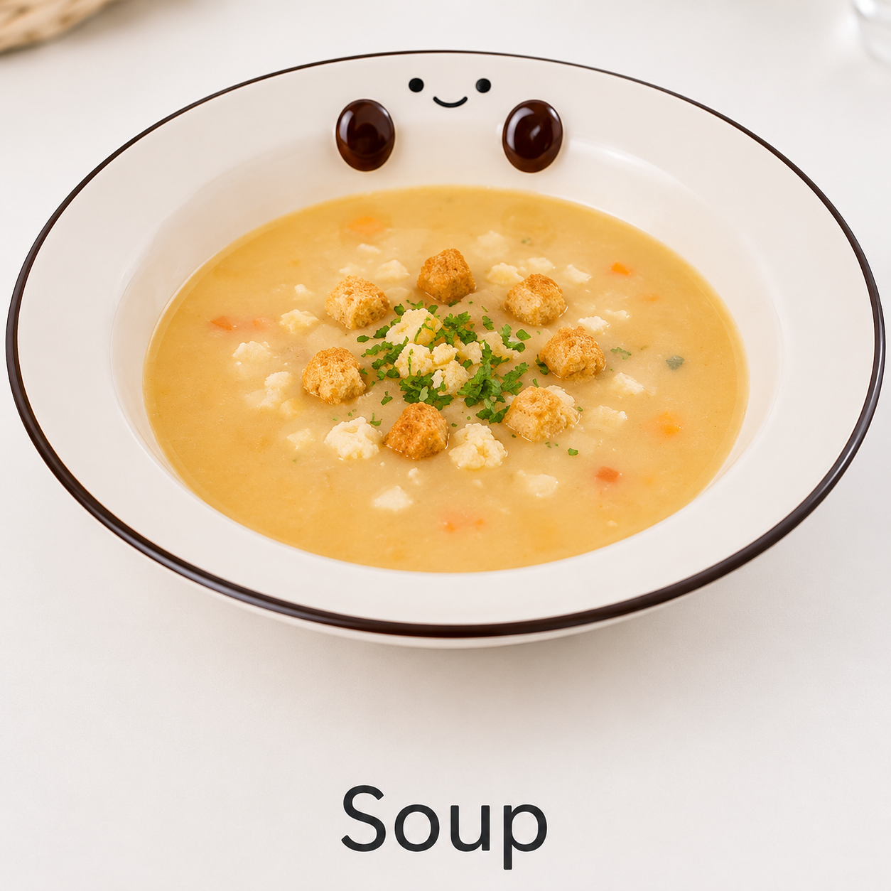Cute Smiley Ceramic Handled Serving Bowl