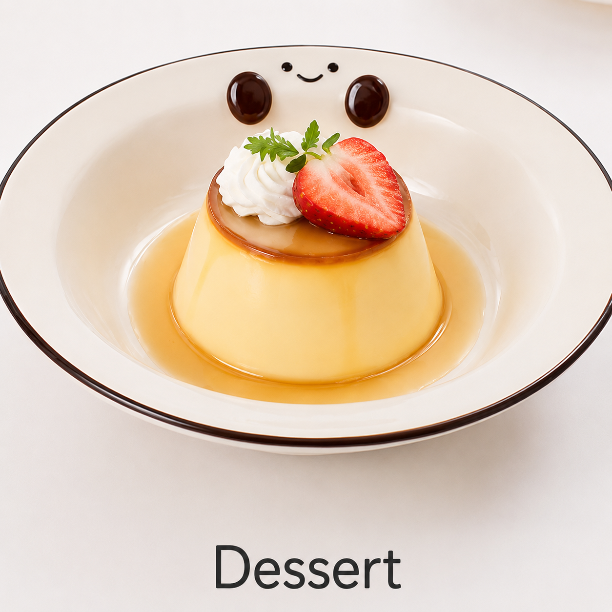 Cute Smiley Ceramic Handled Serving Bowl