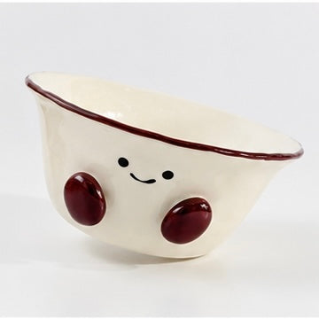 Cute Smiley Ceramic Bowl with Cherry Cheeks
