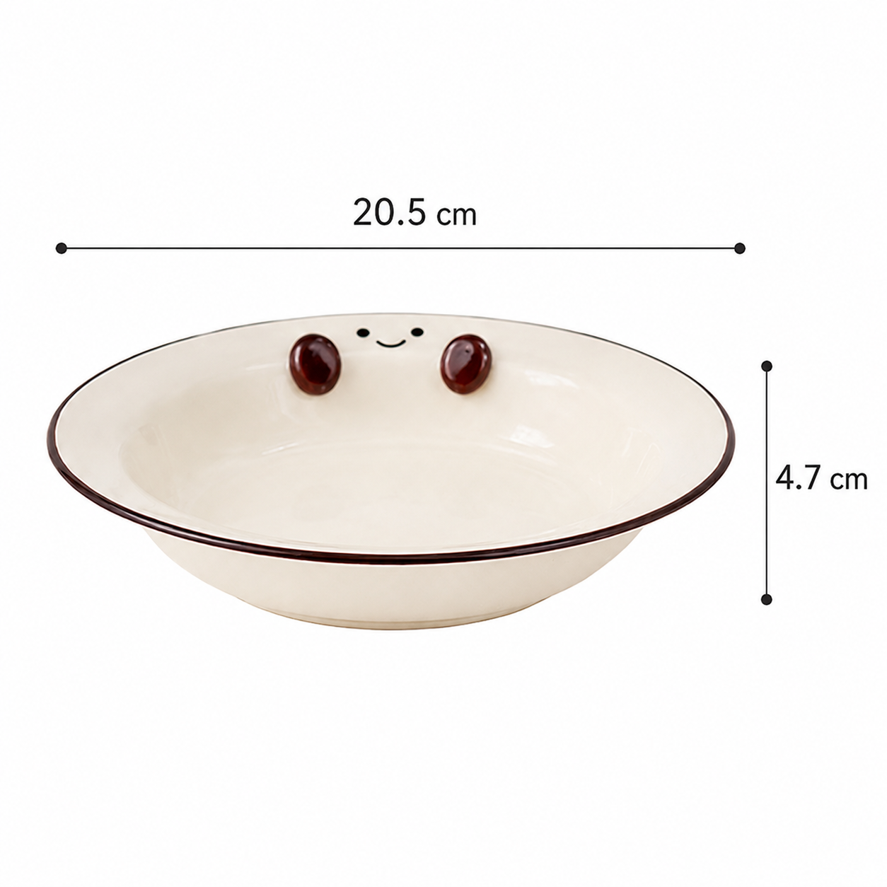 Cute Smiley Ceramic Handled Serving Bowl