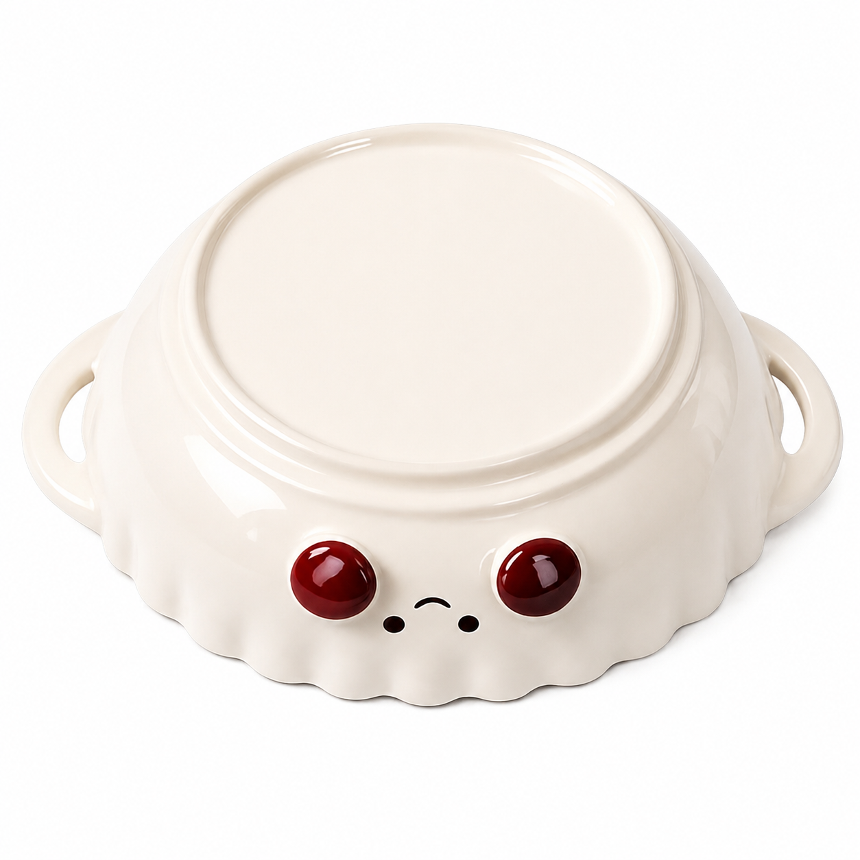 Cute Smiley Ceramic Handled Serving Bowl