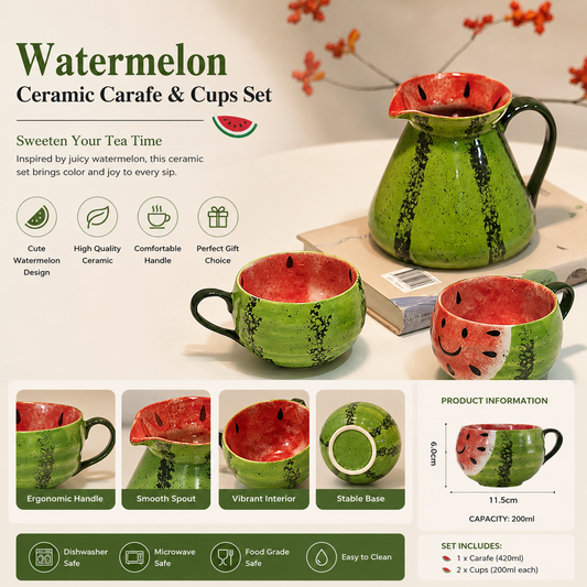 Watermelon Ceramic Tea Set with 2 Cups